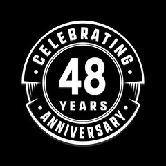 Celebrating 48th years anniversary logo design. Forty-eight years logotype. Vector and illustration.