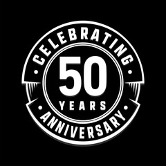 Celebrating 50th years anniversary logo design. Fifty years logotype. Vector and illustration.