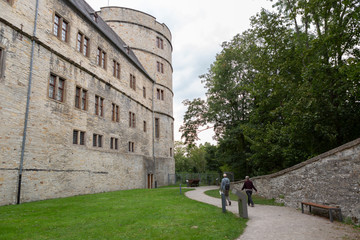 Walking path leading to the entrance of the great round tower of the Wewelsburg castle