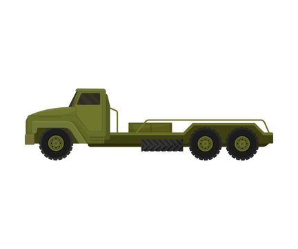 Military vehicle with a platform. Vector illustration on a white background.