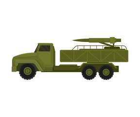 Truck with military missiles. Vector illustration on a white background.