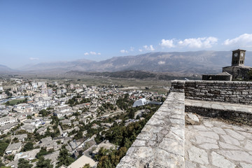 View from the castle over the city of Gjirokastra