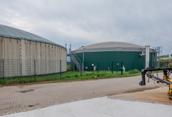 Fototapeta na wymiar on a farm there is a biogas plant