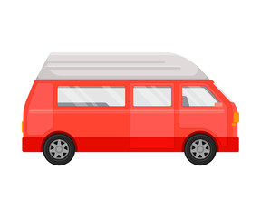 Red passenger minivan. Vector illustration on a white background.
