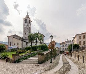 Beautiful view of the monumental complex in the historic center of Baveno, an ancient village on Lake Maggiore, Italy