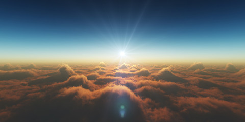 heaven, sunset over the clouds
