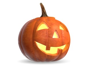 3D render of Scary Halloween Pumpkin Head isolated on white.
