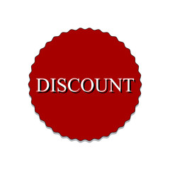 Vector red sticker with text discount. Vector illustration.