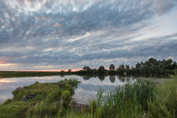 Scenic sunset over the lake