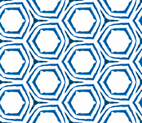 Blue summer seamless pattern. Hand drawn watercolo