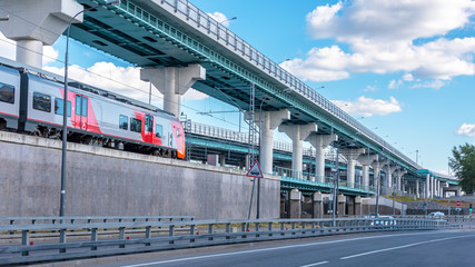 Multilevel road junction. Urban landscape
