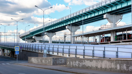 Multilevel road junction. Urban landscape