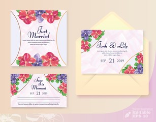 Naklejka premium Invitation and Greeting Wedding Set with Bud Decor
