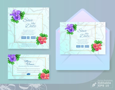 Wedding Set with Cards, Invitation and Envelop