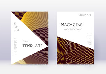 Triangle cover design template set. Gold abstract 