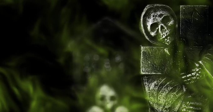 Spooky Graveyard with Green Smoke