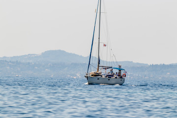Naklejka premium Boat in Corfu in Greece