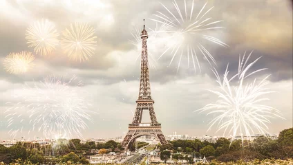  celebrating the New Year in Paris Eiffel tower with fireworks © Melinda Nagy
