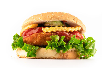 studio shoot delicious  chicken burger