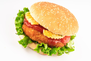 studio shoot delicious  chicken burger