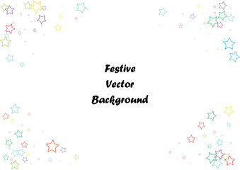 Festive colorful star confetti background. Abstract frame confetti texture for holiday, postcard, poster, website, carnivals, birthday and children's parties. Cover confetti mock-up. Wedding card