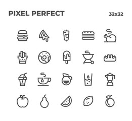 Food set icons, flat icons