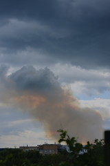 Obraz na płótnie Canvas smoke from chimney on background of blue sky