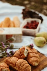 breakfast with croissants and cup of coffee