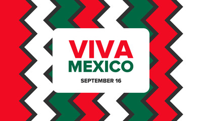 Viva Mexico. Mexican Independence Day. Happy holiday. Celebrate annual in September 16. Freedom day. Patriotic mexican design. Poster, card, banner, template, background. Vector illustration