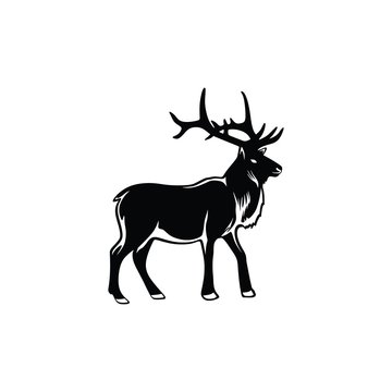 Deer elk moose logo vector. strong gentle elegant abstract look brand line art with light hand drawn vintage for icon profile photo adventure outdoor hunt cloth apparel classic old studio photo video.