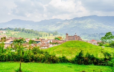 View on aerial view of village Jerico antioquia, Colombia