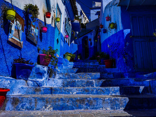 Morocco blue chefchaouen street view