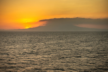 Bataan Province, Philippines - March 5, 2019: Shot 3/6 from Manila Bay on Mount Mariveles, dormant volcano during sunset.