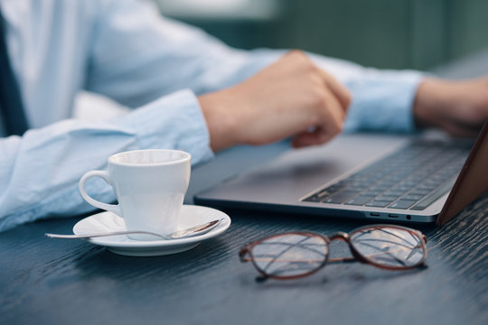 businessman working on laptop in office