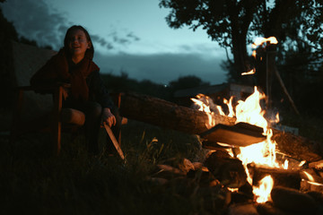 man and woman on fire