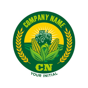 Farms Logo, Tractor Logo, Wheat and corn logo