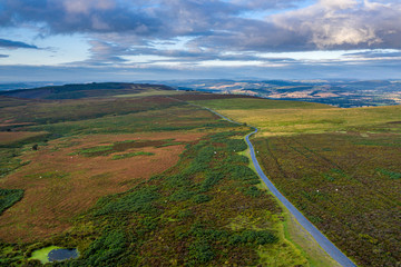 Aerial View over Upland Landscape at Sunrise