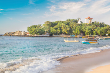 Beautiful view of the tropical beach of Sri Lanka on a sunny day