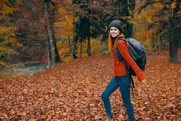 woman in autumn forest