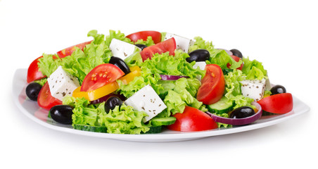 Fresh vegetable salad on white background