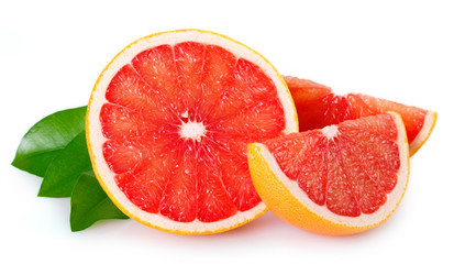 Fresh grapefruit on white background