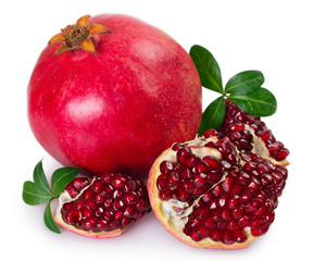 Fresh pomegranate on white background