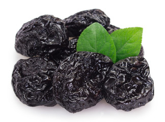 Prunes on white background