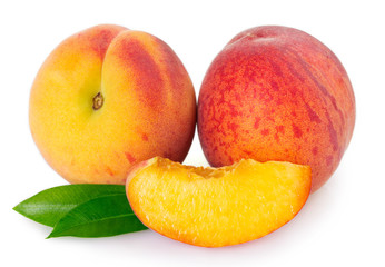 Fresh peach on white background