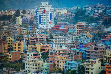 Panoramic view of city buildings in Kathmandu , capital of Nepal.