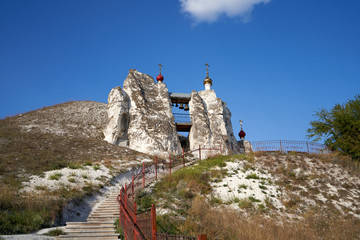 Spassky Cave Temple, Orthodox Kostomarovo St. Saviour Convent, Voronezh Region, Russia.