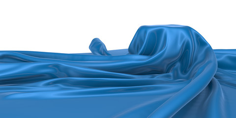 Pedestal or place for a product covered with silk.