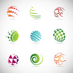 Globe Logo Set - Isolated On Gray Background - Vector Illustration. Abstract Globe Vector For Web Icon, Tech Logo And Element Design. 3D Icons For Earth, Global, Globe, Planet And World Logo