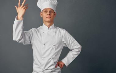 chef showing ok sign isolated on white