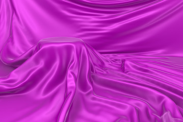 Pedestal or place for a product covered with silk.